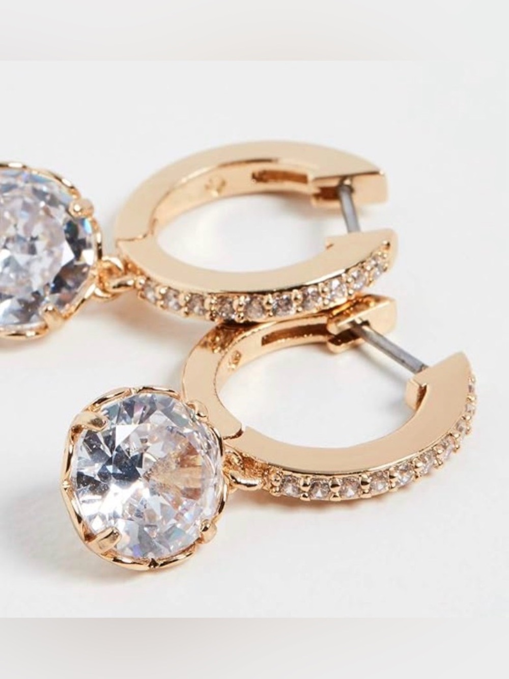 kate spade Rose Gold Hoop Earrings with Clear Crystal Drops